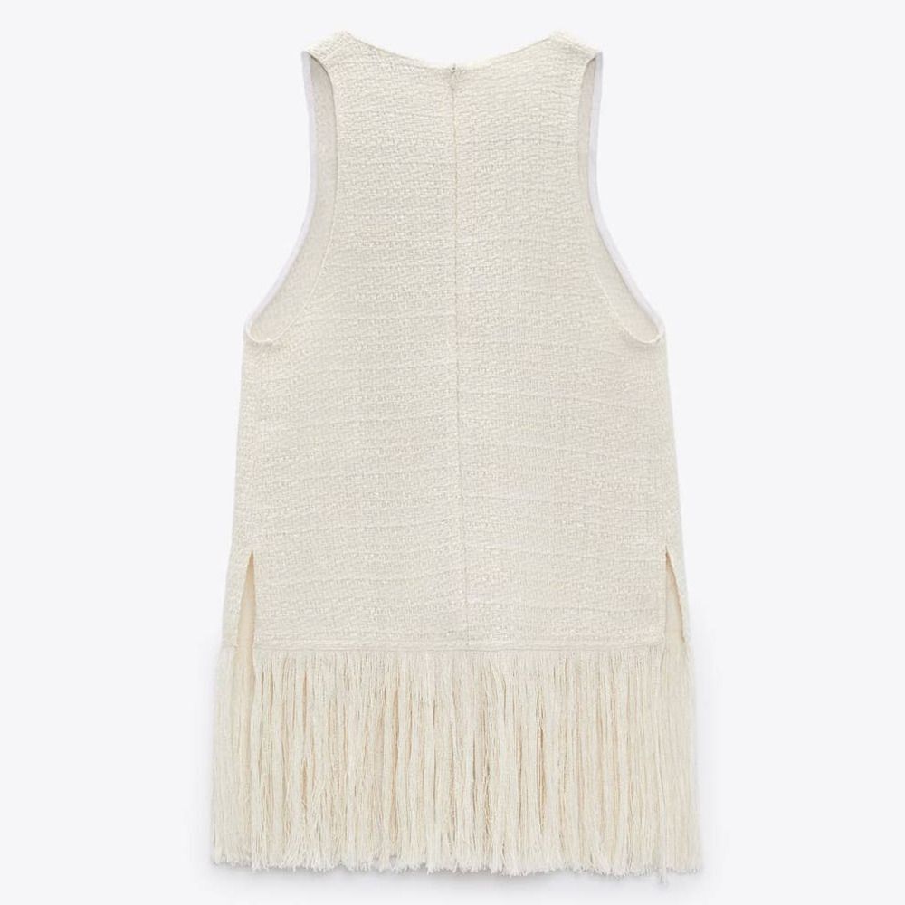 Fringe Textured Top New Light Beige - Picture 6 of 9